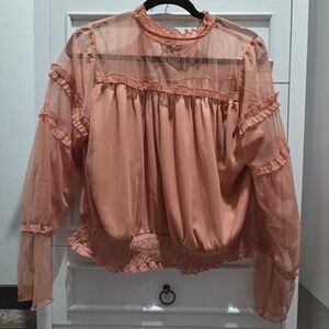 Chic Coral Ruffled Women's Blouse